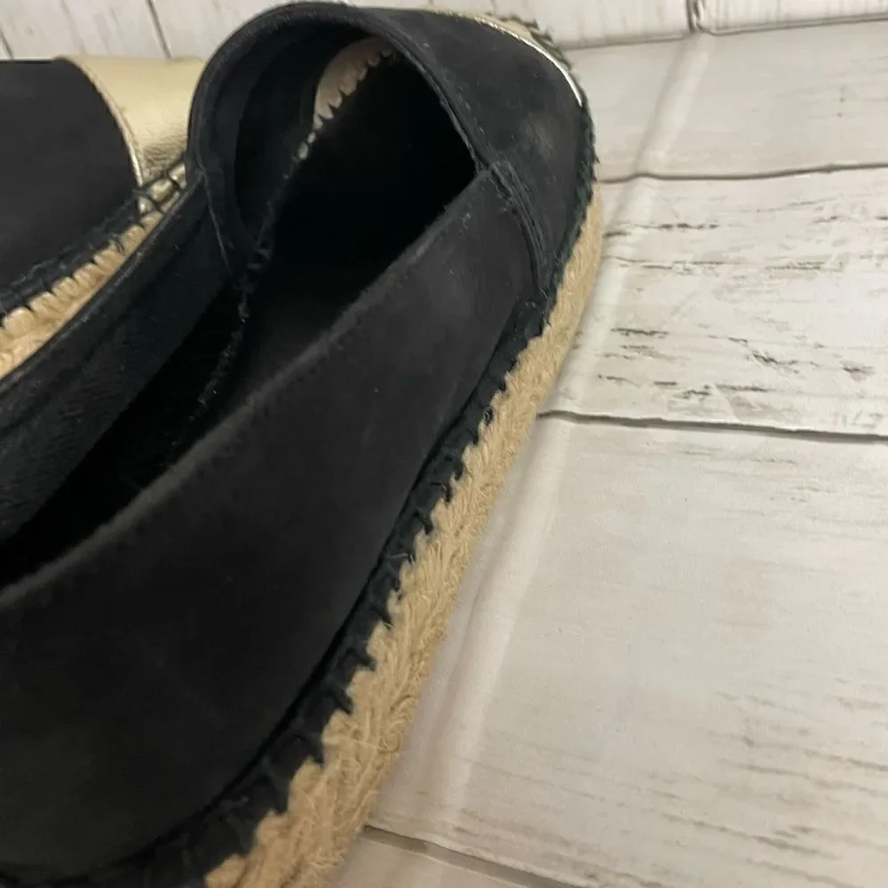 Atelier Costa Gold And Black Espadrille- Handmade In Spain Size 37 or 5.5